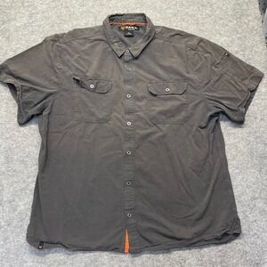 Hawx Work Shirt Mens 2XL Short Sleeve Utility Pocket Cotton Gray Solid